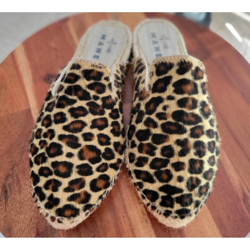 Manebi Leopard‎ Print Slip-On Flats Espadrilles  Womens Size EU 35